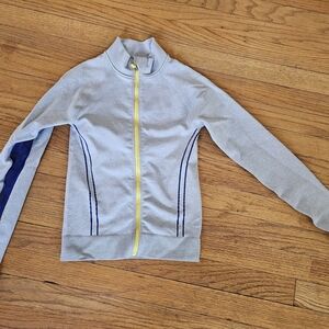 Fabletics Gray and Yellow Zip-Up Sweatshirt